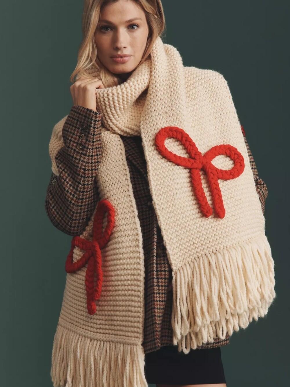 Maeve Chunky Knit Bow Scarf